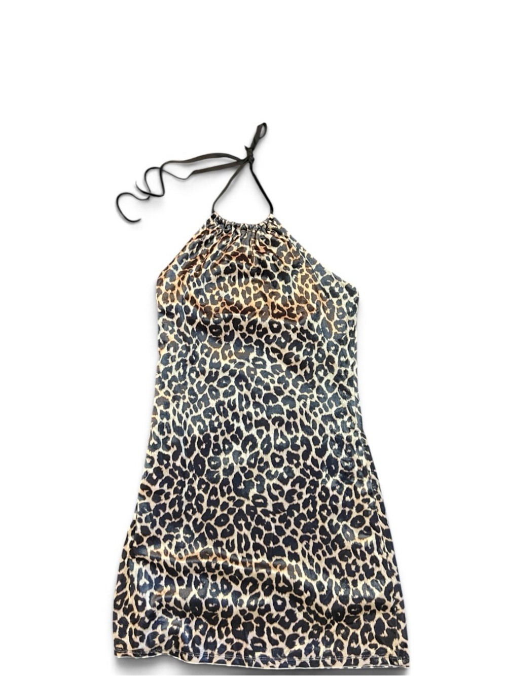 Wild Fable Leopard Velvet Halter Mini Dress Lined Size Small